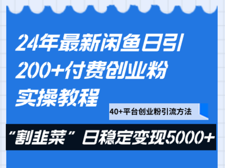 图片[1]-24年最新闲鱼日引200+付费创业粉，割韭菜每天5000+收益实操教程！-智学院资源网