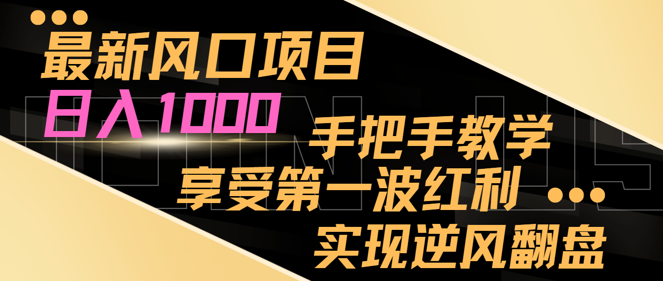 图片[1]-最新风口项目，日入1000，手把手教学，享受第一波红利，实现逆风翻盘-智学院资源网