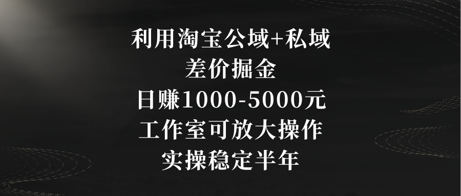 图片[1]-利用淘宝公域+私域差价掘金，日赚1000-5000元，工作室可放大操作，实操…-智学院资源网