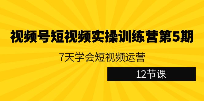 图片[1]-视频号短视频实操训练营第5期：7天学会短视频运营（12节课）-智学院资源网