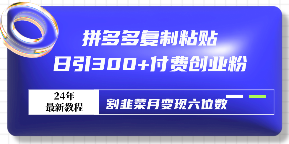 图片[1]-拼多多复制粘贴日引300+付费创业粉，割韭菜月变现六位数最新教程！-智学院资源网