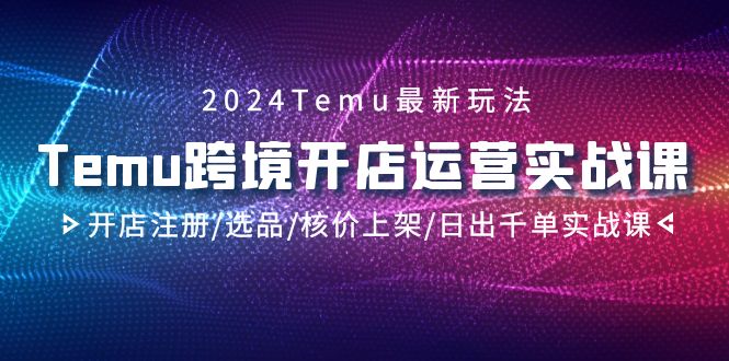 图片[1]-2024Temu跨境开店运营实战课，开店注册/选品/核价上架/日出千单实战课-智学院资源网