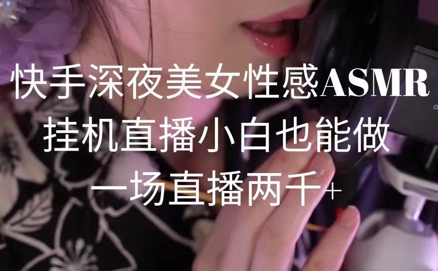 图片[1]-快手深夜美女性感ASMR挂机直播，小白也能做，一场直播两千+-智学院资源网