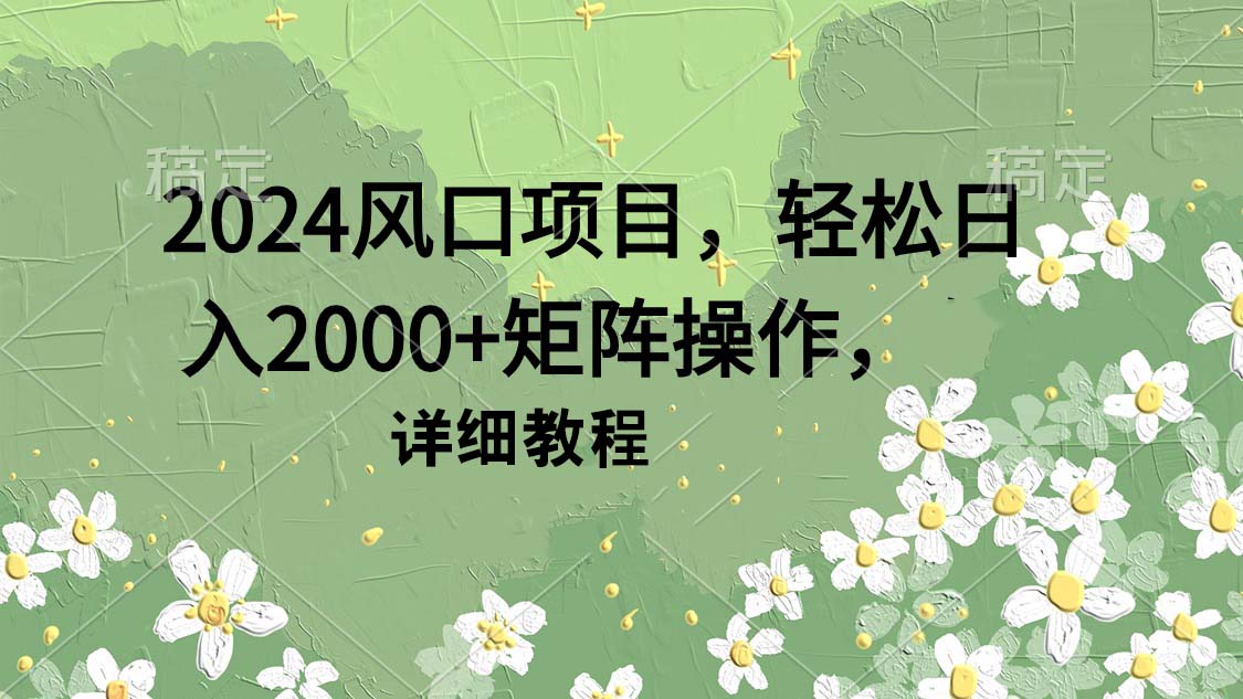 图片[1]-2024风口项目，轻松日入2000+矩阵操作，详细教程-智学院资源网