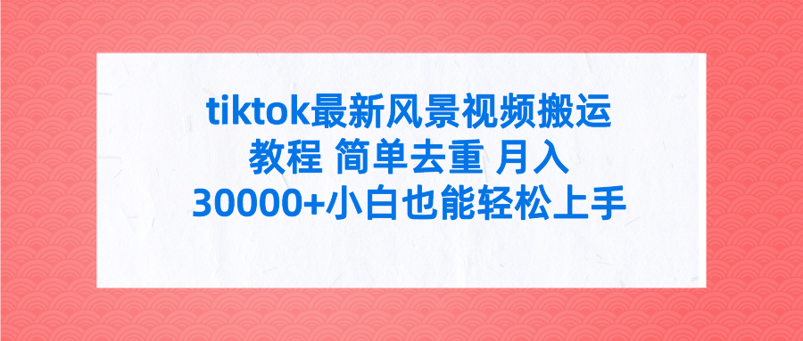 图片[1]-tiktok最新风景视频搬运教程 简单去重 月入30000+附全套工具-智学院资源网